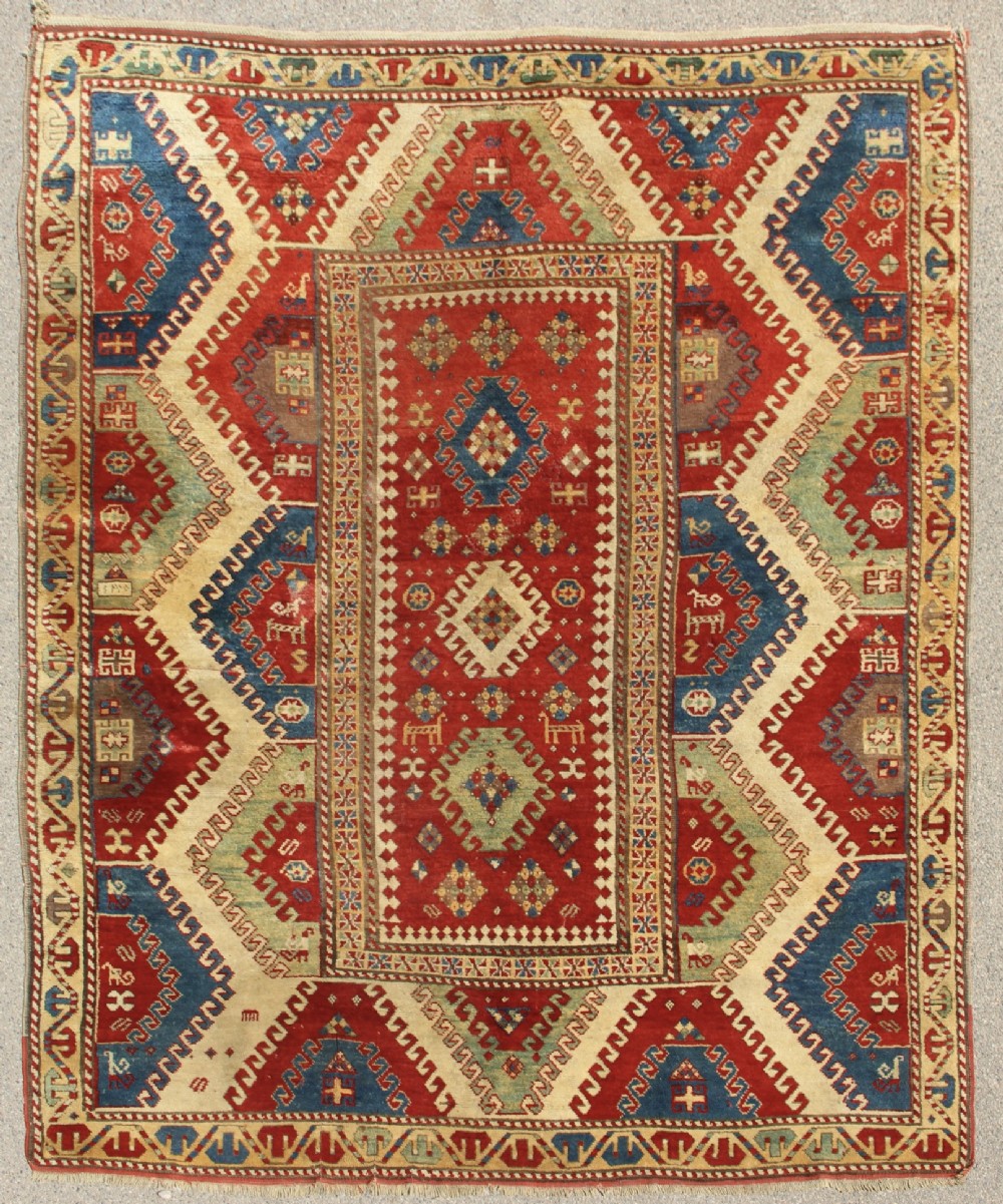 194 x 238cm Antique Bordjalou Kazak- Oustanding