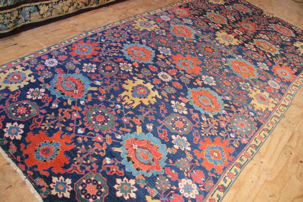 196 x 402cm Early 19th Century Kurdish Blossom Carpet Fragment View X