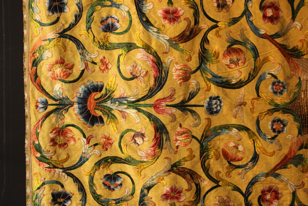 252 x 300cm Early 18th Century Italian Silk Embroidery View III