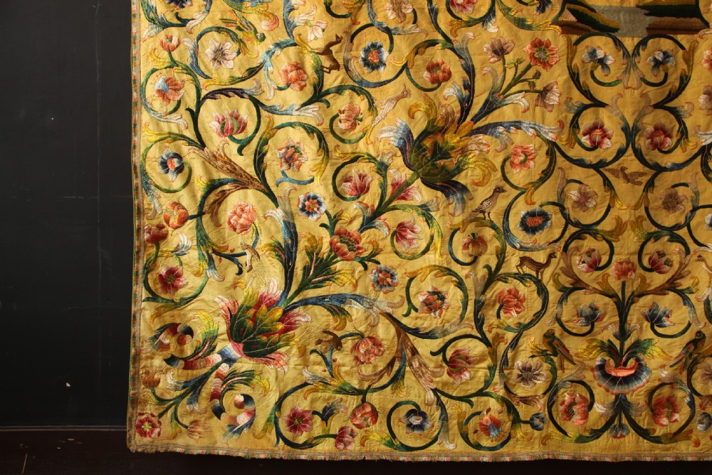 252 x 300cm Early 18th Century Italian Silk Embroidery View V