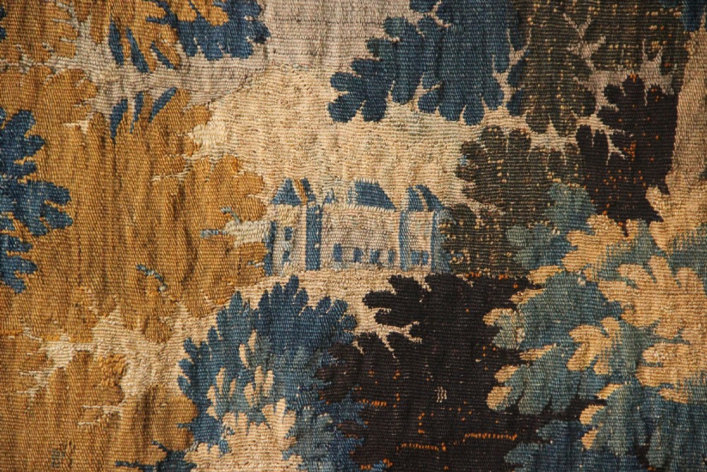 297 x 272cm 'The Naughty Dog' Verdure Tapestry, 18th Century View VI