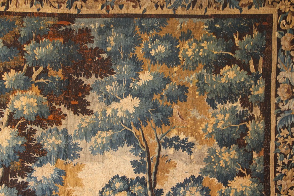 297 x 272cm 'The Naughty Dog' Verdure Tapestry, 18th Century View VIII