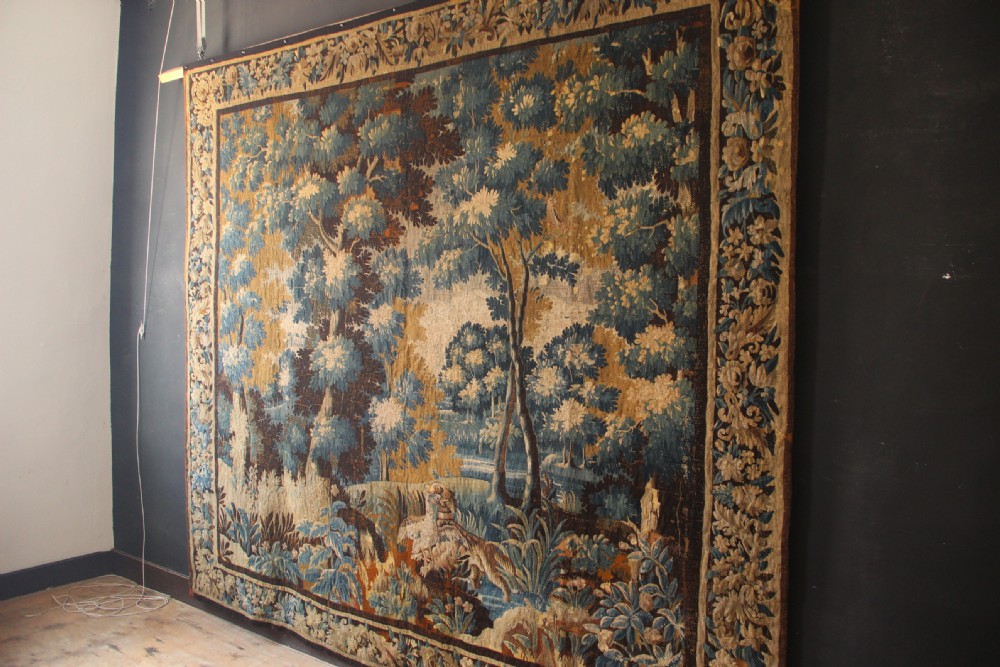 297 x 272cm 'The Naughty Dog' Verdure Tapestry, 18th Century View XIII