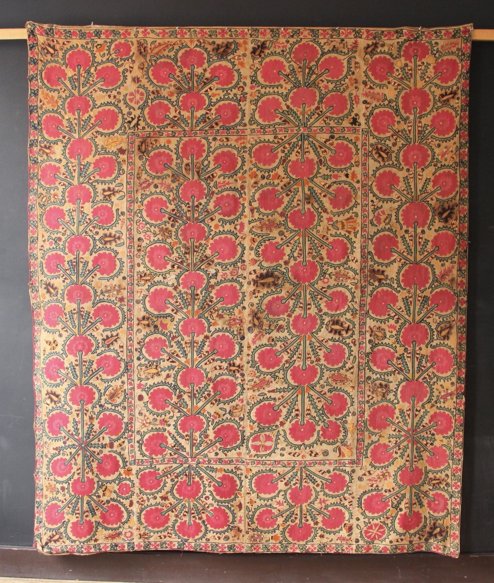 189 x 226cm Mid 19th Century Ura Tube Uzbek Suzani