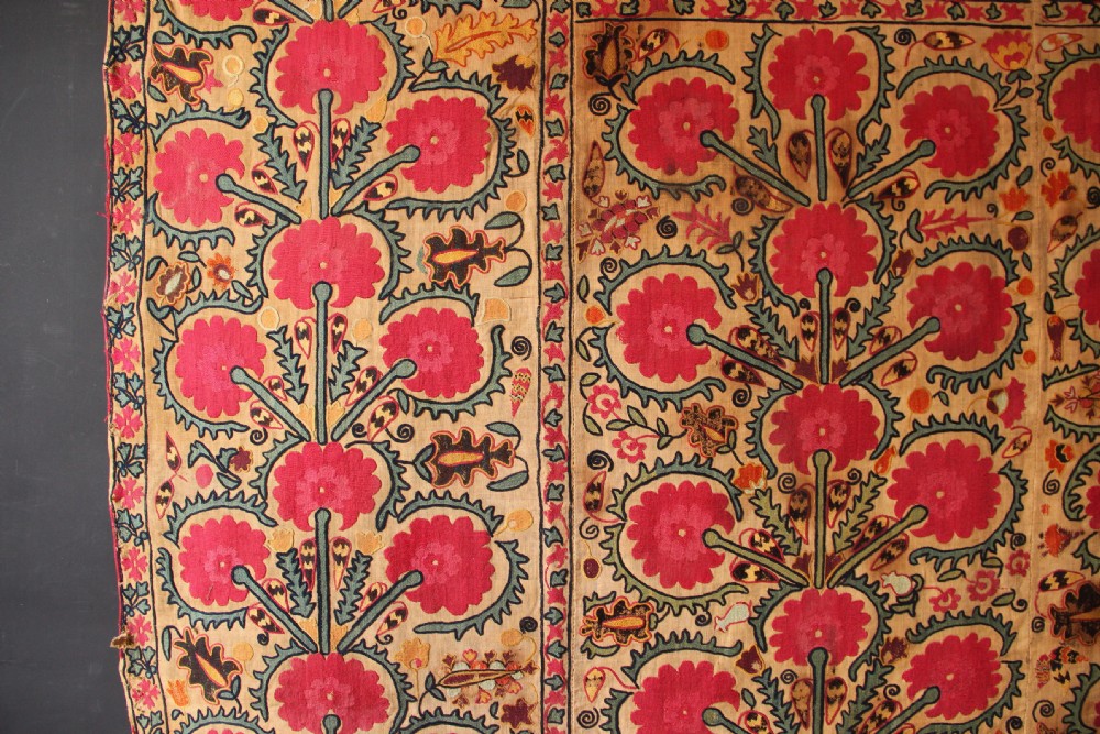 189 x 226cm Mid 19th Century Ura Tube Uzbek Suzani View III