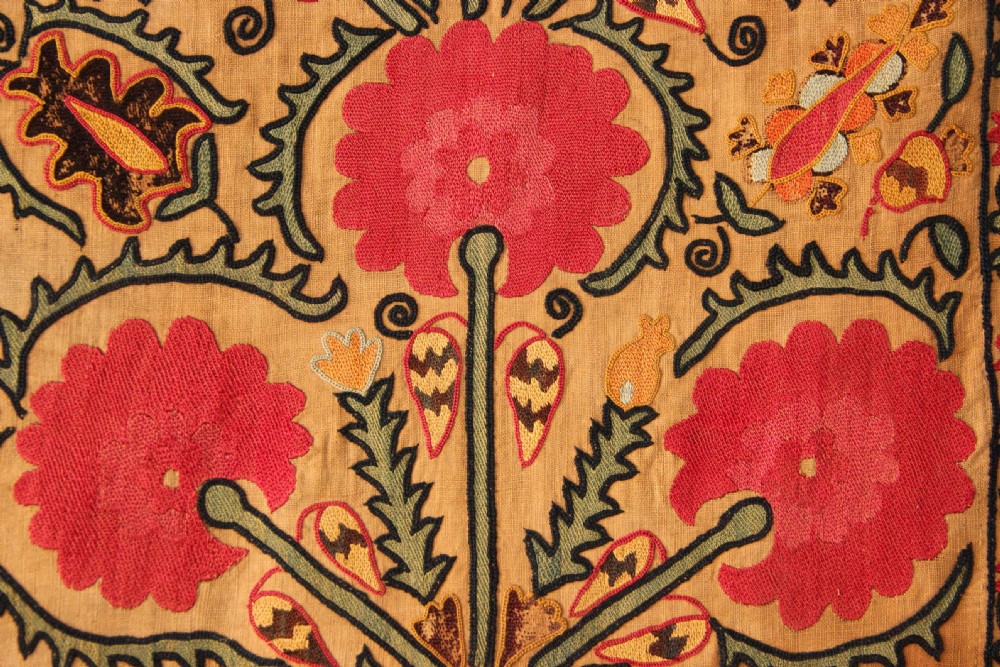 189 x 226cm Mid 19th Century Ura Tube Uzbek Suzani View IX
