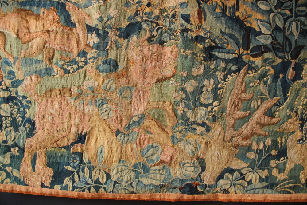 197 x 188cm 16th Century Tapestry With Wild Beasts, Northern France View IV