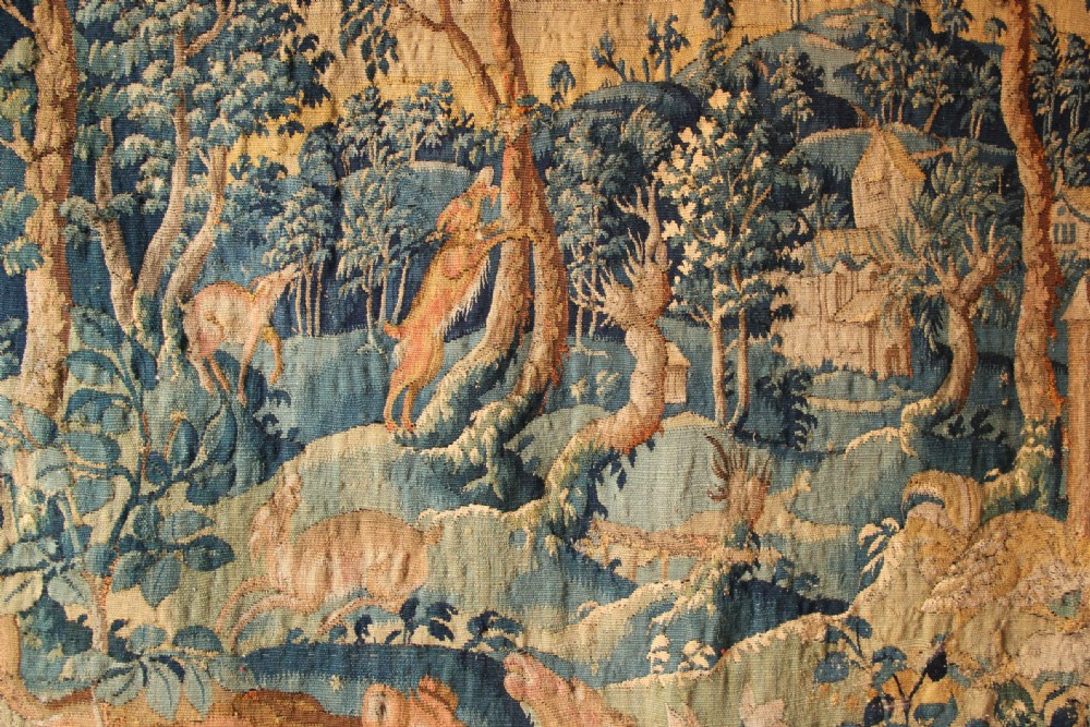 197 x 188cm 16th Century Tapestry With Wild Beasts, Northern France View VII