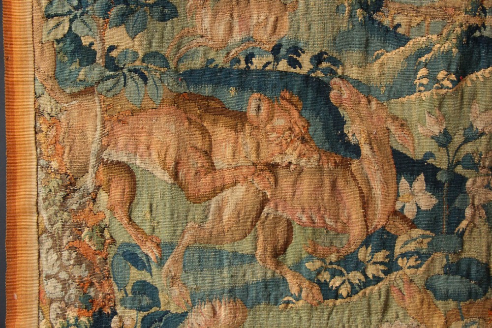 197 x 188cm 16th Century Tapestry With Wild Beasts, Northern France View VIII