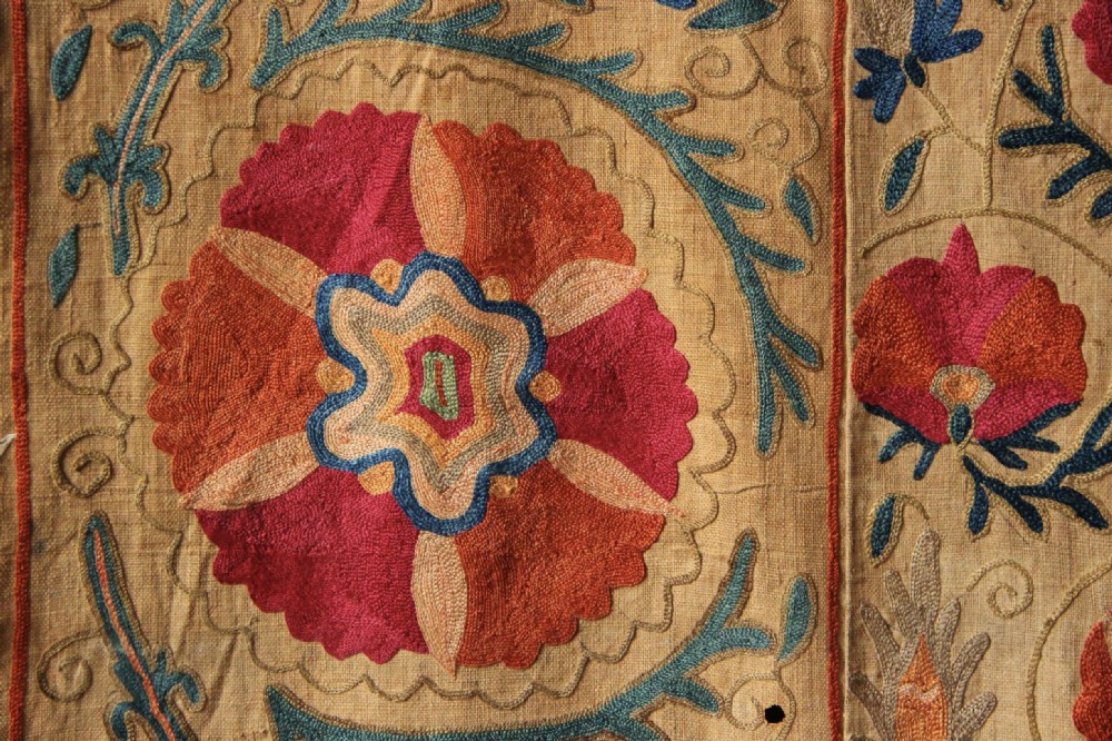 170 x 236xm Antique Suzani from Uzbekistan View VIII