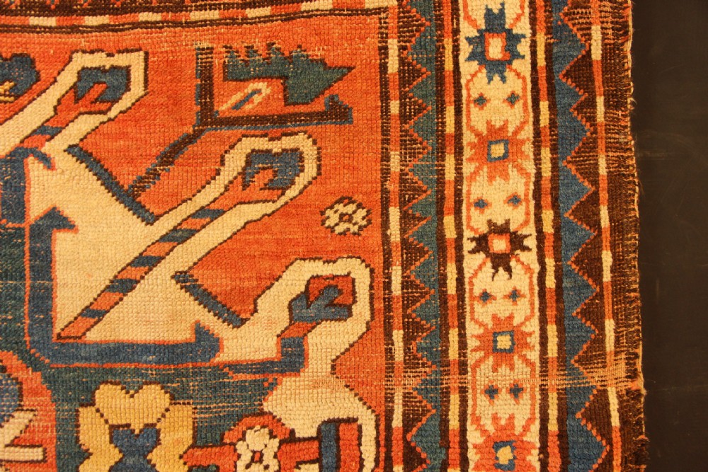 126 x 185cm Antique Sunburst or Eagle Kazak View VII