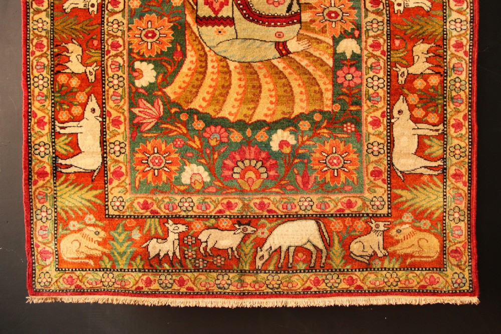 67 x 81cm Lavar Kirman Pictoral Rug View III
