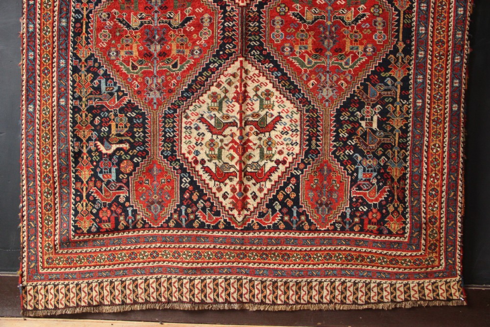 138 x 218cm Fine Antique Khamseh 'Bird Rug' View III