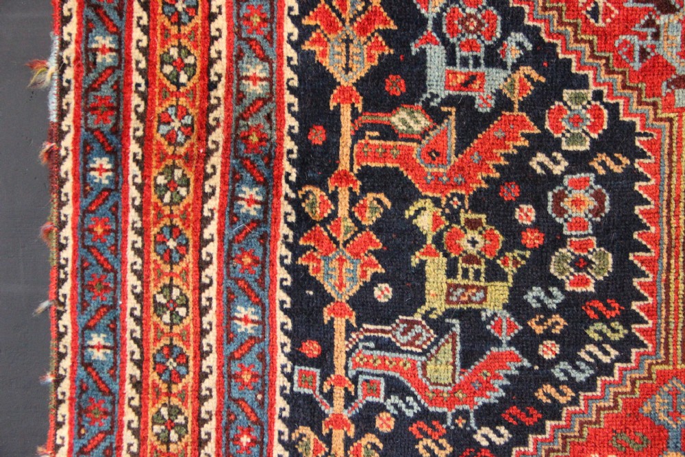 138 x 218cm Fine Antique Khamseh 'Bird Rug' View VII