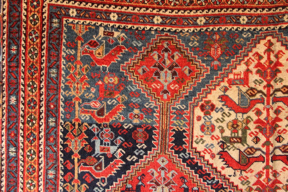 138 x 218cm Fine Antique Khamseh 'Bird Rug' View VIII