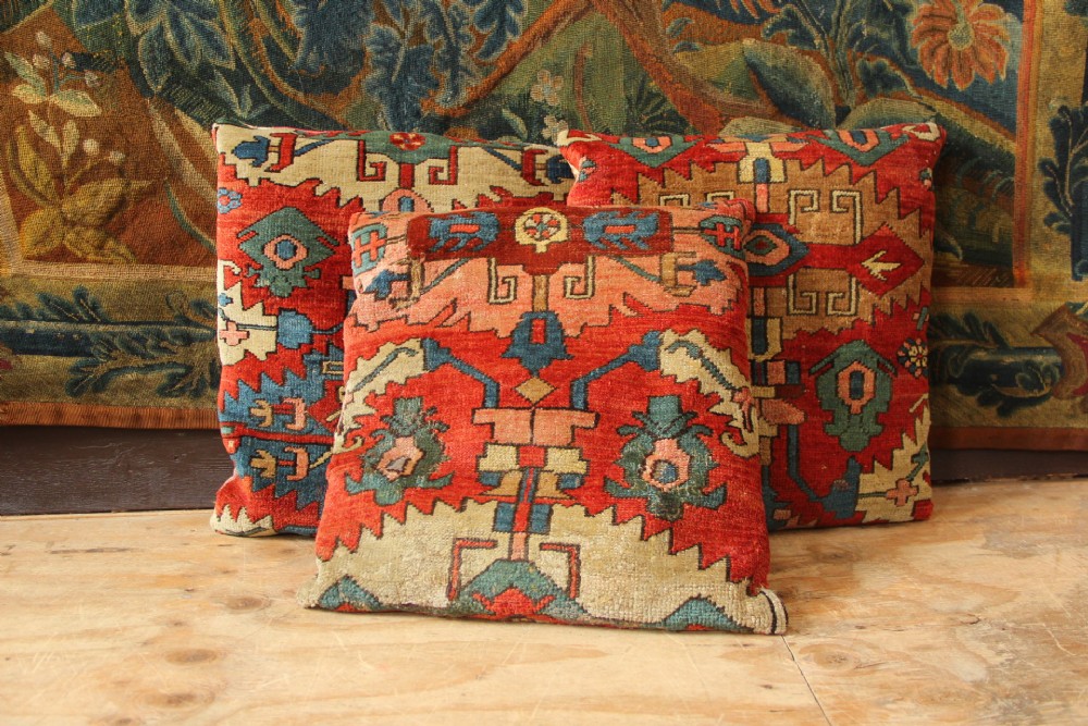 Three Antique Heriz Cushions View II