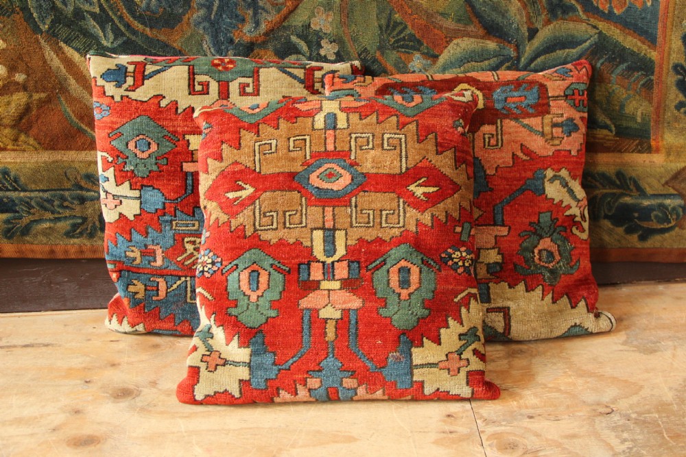 Three Antique Heriz Cushions View III