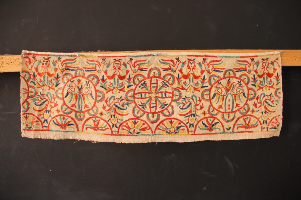 23 x 70cm Late 19th Century Cretan Girls Silk Embroidered Skirt Panel