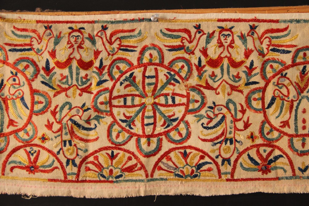 23 x 70cm Late 19th Century Cretan Girls Silk Embroidered Skirt Panel View II