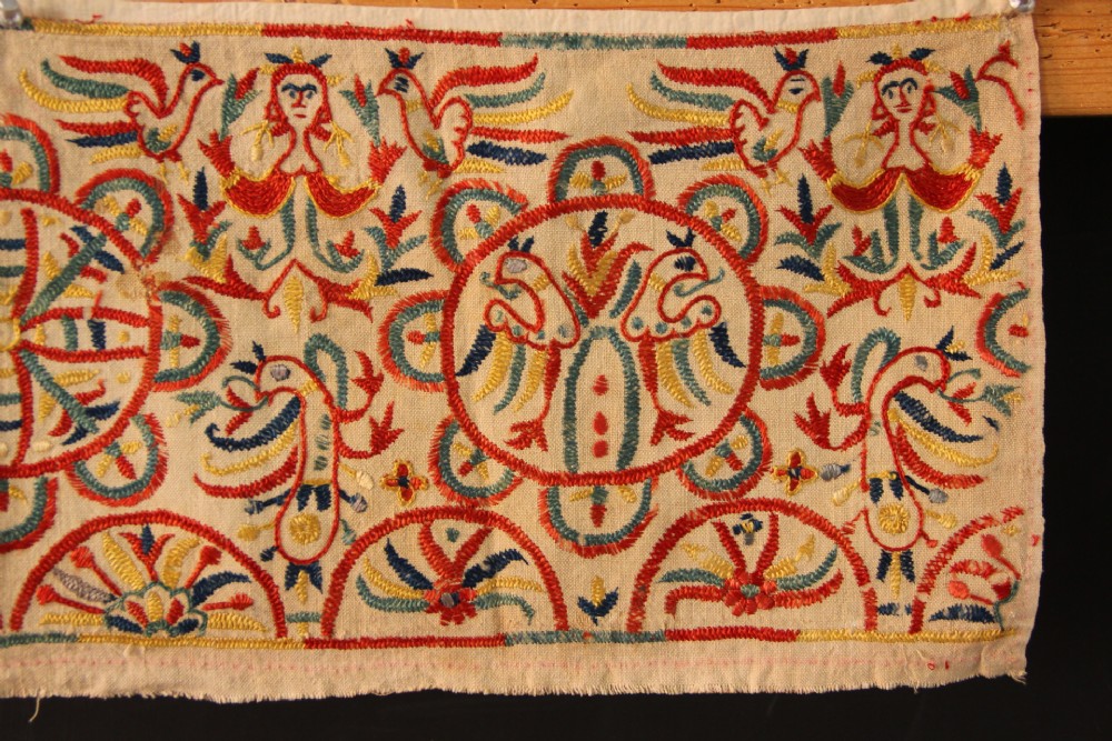 23 x 70cm Late 19th Century Cretan Girls Silk Embroidered Skirt Panel View IV