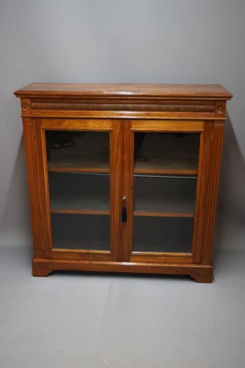 EDWARDIAN WALNUT GLAZED BOOKCASE - ADDITIONAL PHOTO 1
