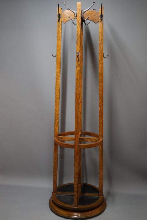 Victorian Art Nouveau Oak Revolving Hallstand