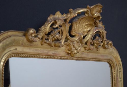 LARGE 19TH CENTURY FRENCH GILDED WALL MIRROR - ADDITIONAL PHOTO 1