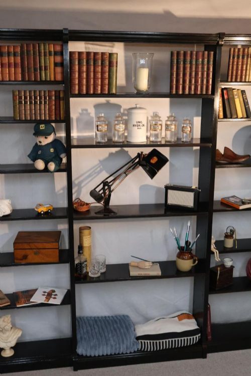 EBONISED BREAKFRONT OPEN BOOKSHELVES - ADDITIONAL PHOTO 8