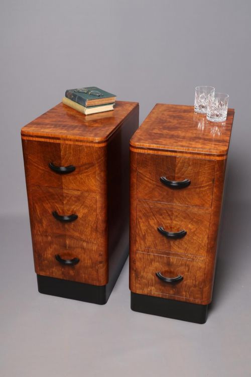 ART DECO WALNUT BEDSIDE CABINETS - ADDITIONAL PHOTO 1