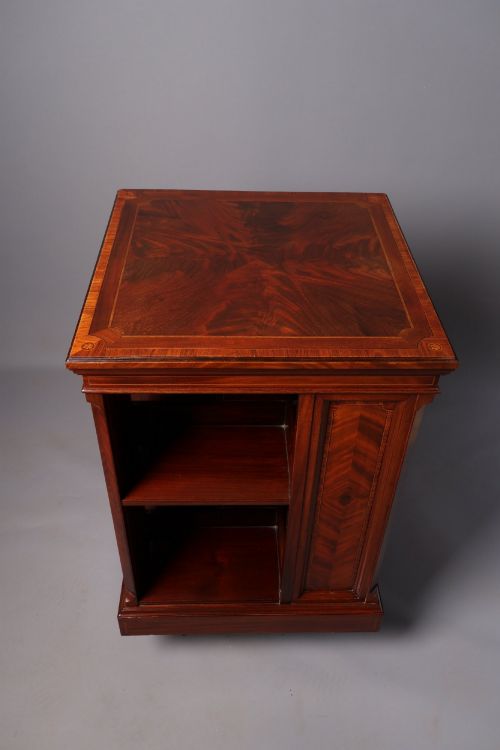 EDWARDIAN MAHOGANY INLAID REVOLVING BOOKCASE - ADDITIONAL PHOTO 2