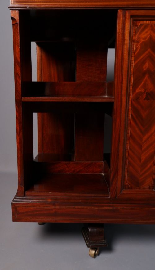 EDWARDIAN MAHOGANY INLAID REVOLVING BOOKCASE - ADDITIONAL PHOTO 5