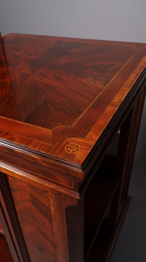 EDWARDIAN MAHOGANY INLAID REVOLVING BOOKCASE - ADDITIONAL PHOTO 10