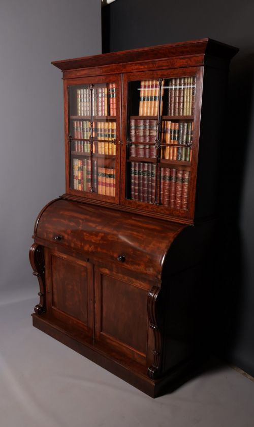 WILLIAM IV CYLINDER BUREAU BOOKCASE IN MAHOGANY - ADDITIONAL PHOTO 1
