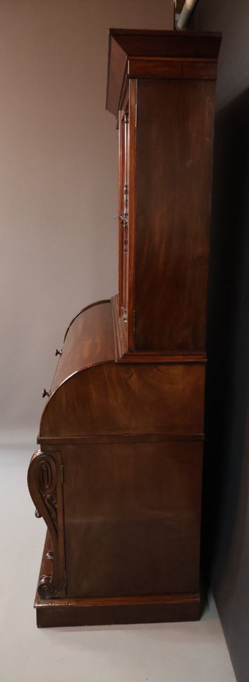 WILLIAM IV CYLINDER BUREAU BOOKCASE IN MAHOGANY - ADDITIONAL PHOTO 4