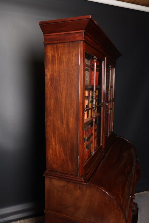 WILLIAM IV CYLINDER BUREAU BOOKCASE IN MAHOGANY - ADDITIONAL PHOTO 5