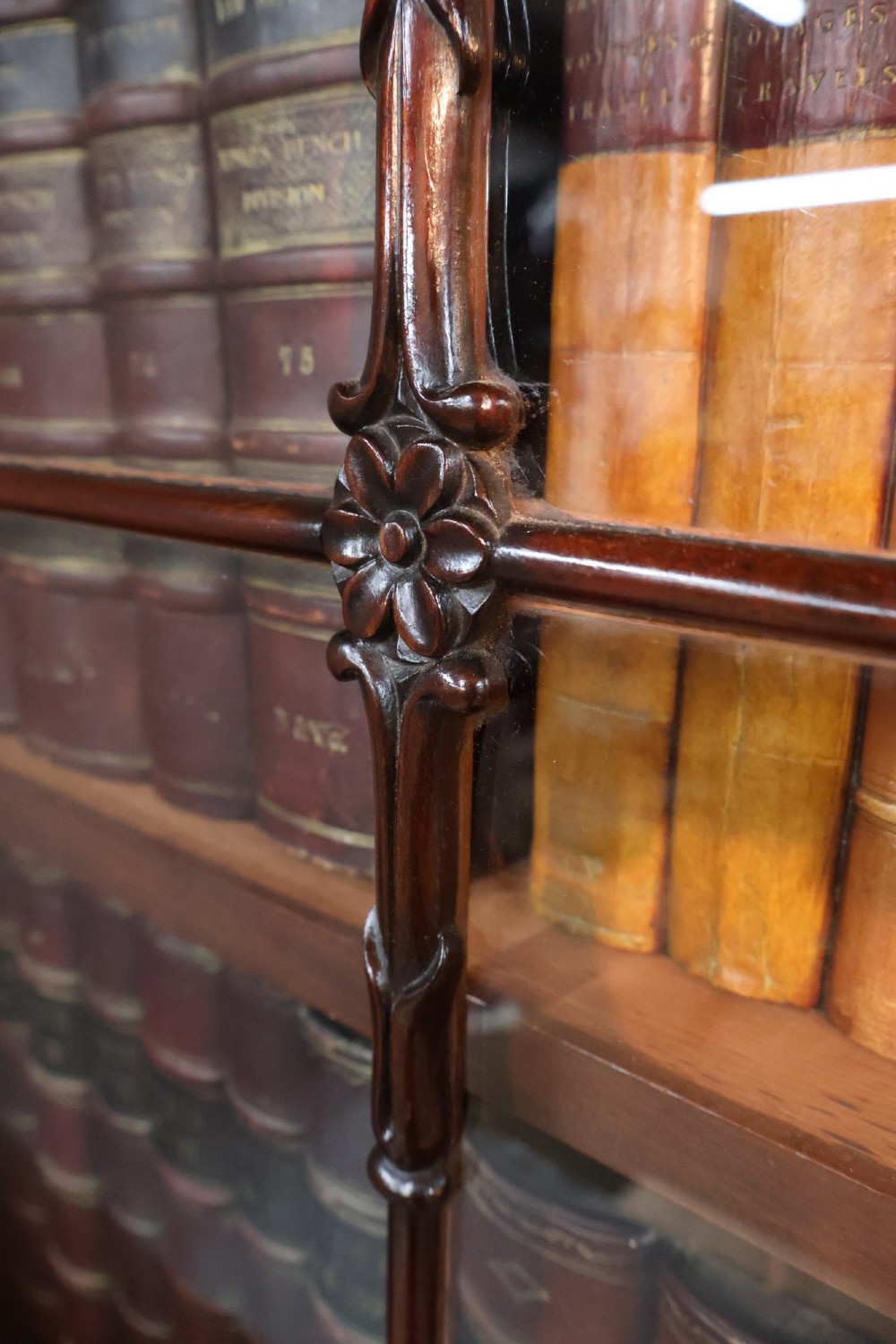 A William IV mahogany cylinder bureau bookcase featuring a two-door glazed upper cabinet, a rounded cylinder writing section, and lower cabinet doors. View XII