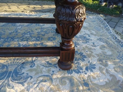 fig 2. 10 SEATER OAK REFECTORY DRAW LEAF TABLE WITH EBONY INLAY
