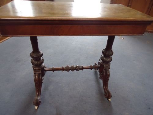 Victorian Walnut Twin Pillared Card Table