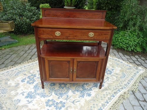 Mahogany Inlaid Buffet/cabinet.  Stamped on the Lock S and P (Shapland & Peter)