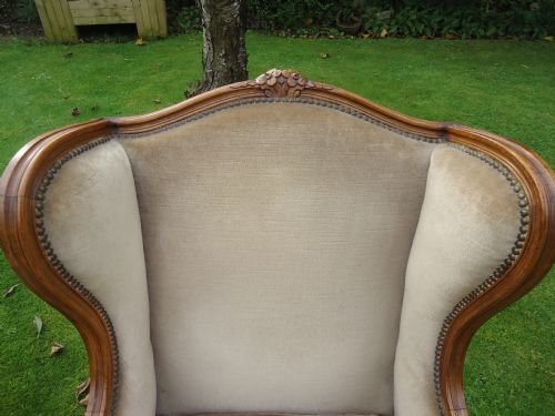 fig 1. PAIR OF FRENCH WALNUT WINGBACK ARMCHAIRS