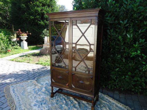 Jacobean Style Oak Display Cabinet/bookcase