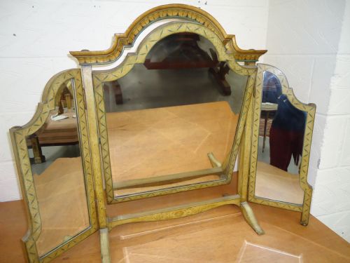 Painted Chinoiserie Tryptich Mirror