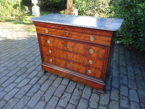 18th Century French Walnut Secretaire Marble Top Chest