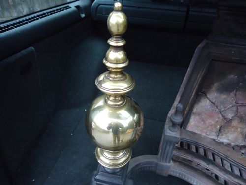 fig 1. CAST IRON VICTORIAN FIRE BASKET AND DOGS