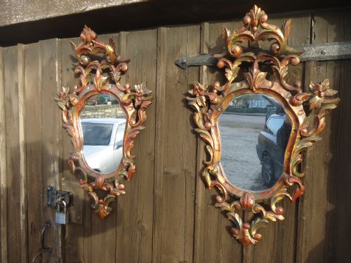 Decorative Pair of French Painted Wall Mirrors Circa 1920