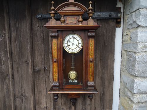8 Day Decorated Vienna Wall Clock Surmounted by Eagle