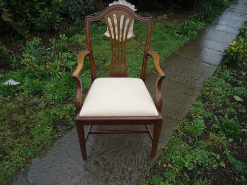 fig 1. SET OF TEN LATE VICTORIAN HEPPLEWHITE STYLE MAHOGANY DINING CHAIRS NEWLY UPHOLSTERED