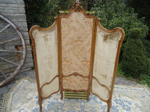 19th Century French Walnut 3 Fold Screen