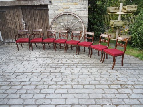 Set of Eight Regency Mahogany Bar-back Dining Chairs