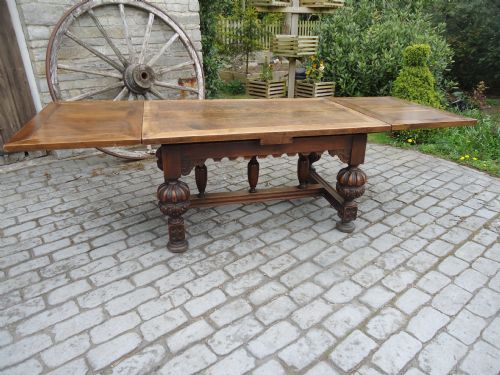 Charles II Revival Oak Draw-leaf Dining Table
seats 12/14